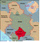 Map of Kosovo.
The term Kosovo War or Kosovo Conflict is often used to describe two sequential and at times parallel armed conflicts (a civil war followed by an international war) in Kosovo. These conflicts were:

1996�1999: Conflict between Serbian and Yugoslav security forces and the Kosovo Liberation Army (KLA), an ethnic Albanian guerilla group seeking independence for the province. 
1999: War between Yugoslavia and the North Atlantic Treaty Organisation between March 24 and June 10, 1999 [3], during which NATO attacked Yugoslav targets, Albanian guerillas continued battles with Yugoslav forces, amidst a massive displacement of population in Kosovo.Wikipedia.

