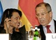 Rice talking to Lavrov during a news conference in Berlin on Thursday. She pressed him over sanctions for Iran.
Sergey Viktorovich Lavrov (Russian: Серге́й Ви́кторович Лавро́в, born March 21, 1950, in Moscow) is the Foreign Minister of Russia[1].

Lavrov speaks Russian, English, French and Sinhala, which he learned while in Sri Lanka. He plays guitar, writes poetry and rafts.
Wikipedia