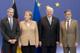 (l-r) Portuguese PM Jos� S�crates with German chancellor Angela Merkel and their foreign ministers, Frank-Walter Steinmeier and Luis Amado, at the last EU summit 
